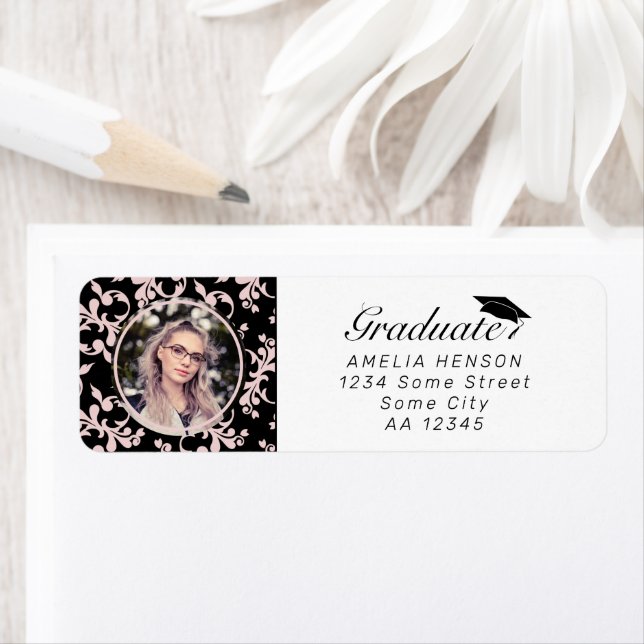 Rococo Pink Graduate Photo Graduate Adresse (En situation)