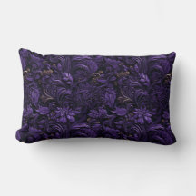 Rococo Realms: Dark Purple & Gold Intricate Pillow