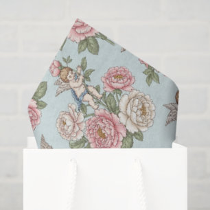 Rococo Revival Cherub Floral Toile  Tissue Paper