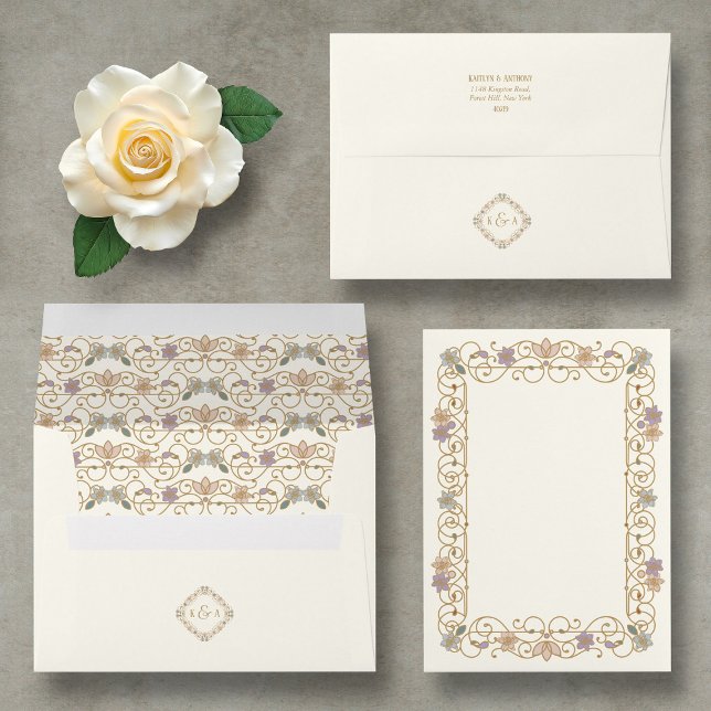 Rococo Revival Elegant Vintage Floral Wedding Envelope (Creator Uploaded)