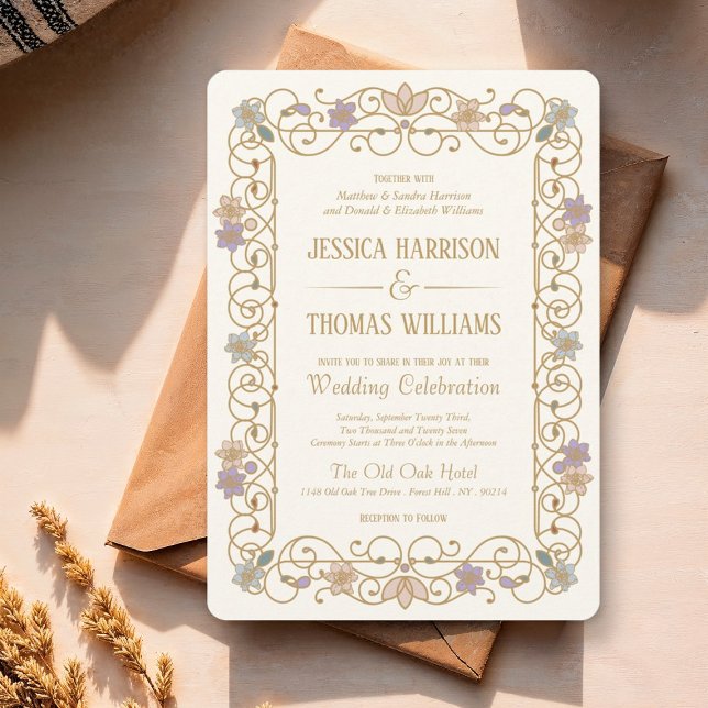 Rococo Revival Elegant Vintage Floral Wedding Invitation (Creator Uploaded)