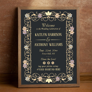 Rococo Revival Elegant Vintage Floral Wedding Poster