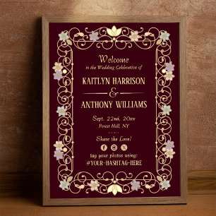 Rococo Revival Elegant Vintage Floral Wedding Poster
