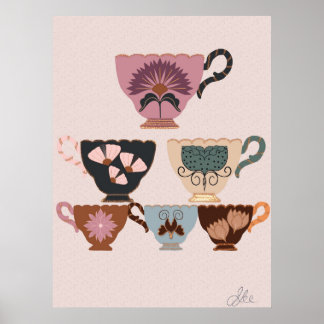 Rococo Revival Teacup| Whimsical Vintage Charm  Poster