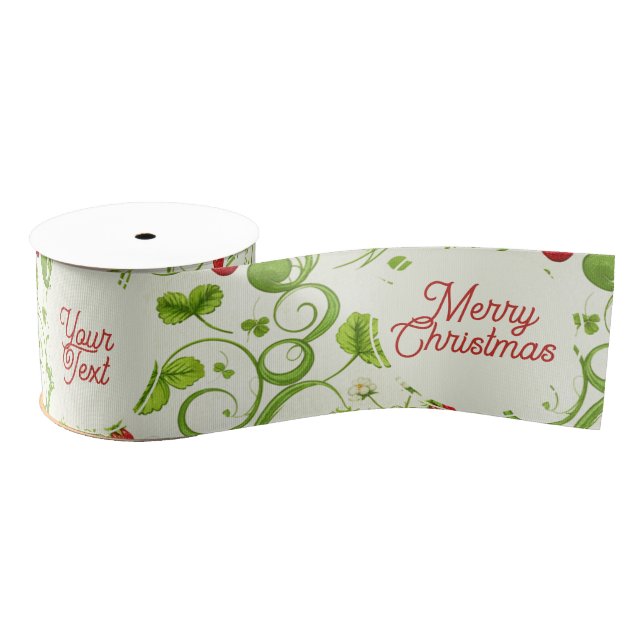 Rococo Revival Wild Strawberry & Clover Custom Grosgrain Ribbon (Spool)