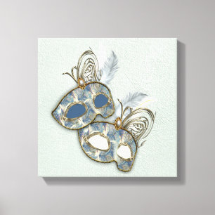 Rococo Rich Pattern design with masks Canvas Print