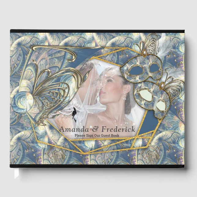 Rococo Rich Pattern design with Masks Guest Book (Front)
