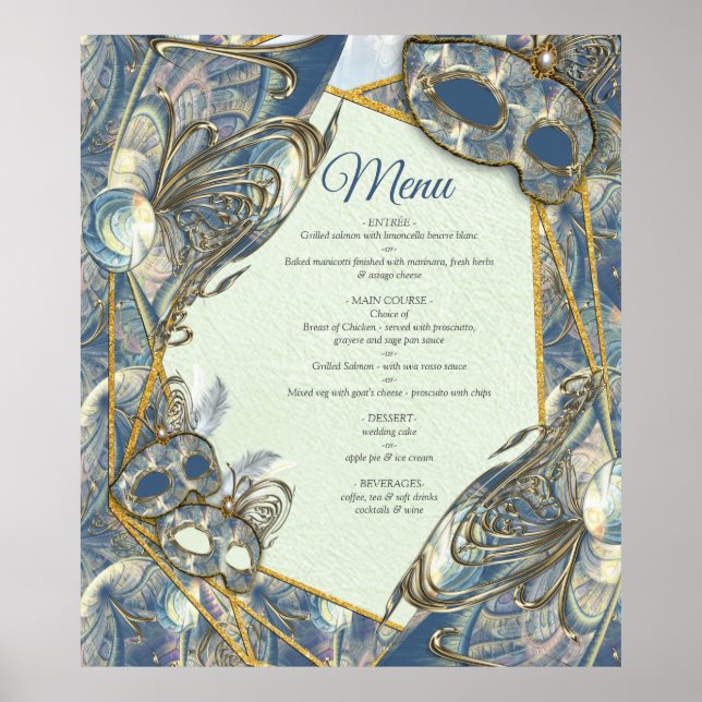 Rococo Rich Pattern design with Masks Poster (Front)