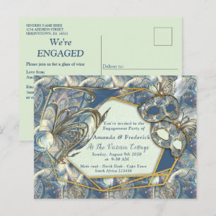 Rococo Rich Romantic Gold Reliefs & Masks Invitation Postcard
