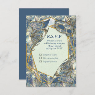 Rococo Rich with Gold Relief & Masks RSVP Card