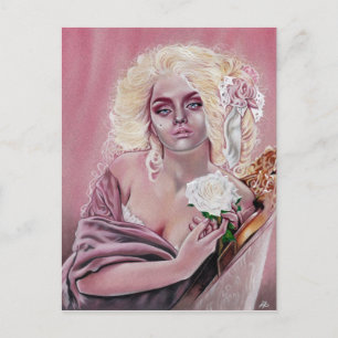 Rococo Roses Beautiful girl  postcard