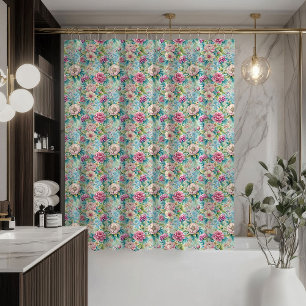 Rococo Shower Curtain Pastel Floral Vintage Charm