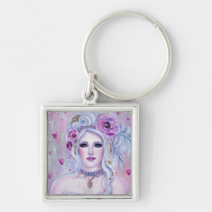 Rococo valentine fantasy art by Renee Lavoie Keychain