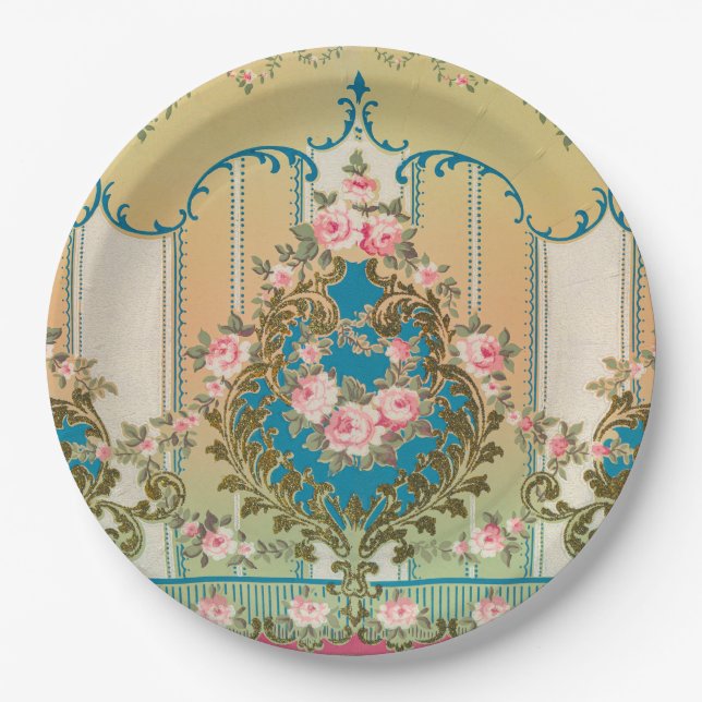 Rococo Versailles Frieze Baroque Vintage Wedding Paper Plate (Front)