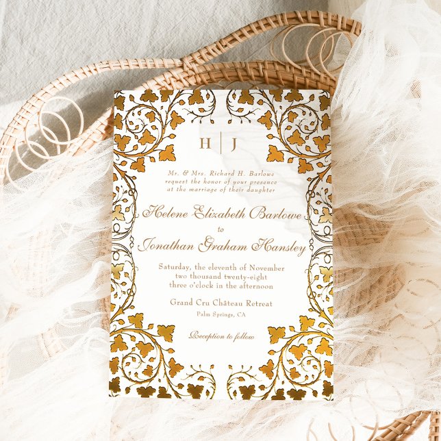 Rococo Vintage Elegant Classic Formal Wedding Invitation (Formal Classy Floral Elegant Wedding Invitation)