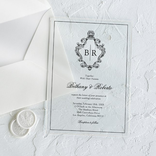 Rococo Vintage Monogram Wedding Acrylic Invitations (Creator Uploaded)