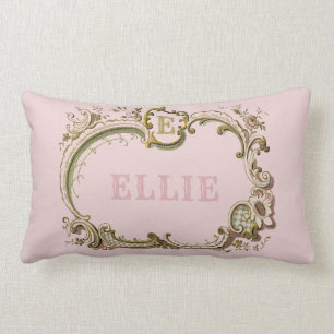 Rococo Vintage rose et or Nom Coussin