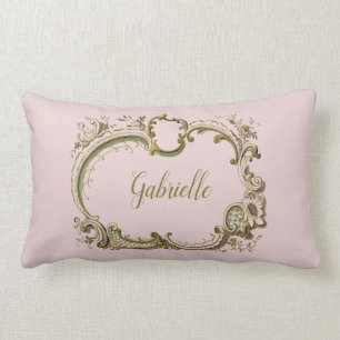 Rococo Vintage rose et or Nom Coussin