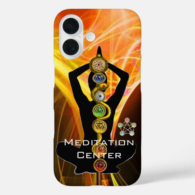 ROD ASCLEPIUS,7 CHAKRAS YOGA LOTUS POSE Yellow Case-Mate iPhone Case (Back)