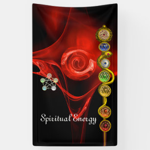 ROD ASCLEPIUS 7 CHAKRAS,YOGA,SPIRITUAL ENERGY Red Banner