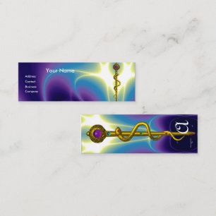 ROD ASCLEPIUS MEDICAL HEALTH CARE Monogram Purple Mini Business Card