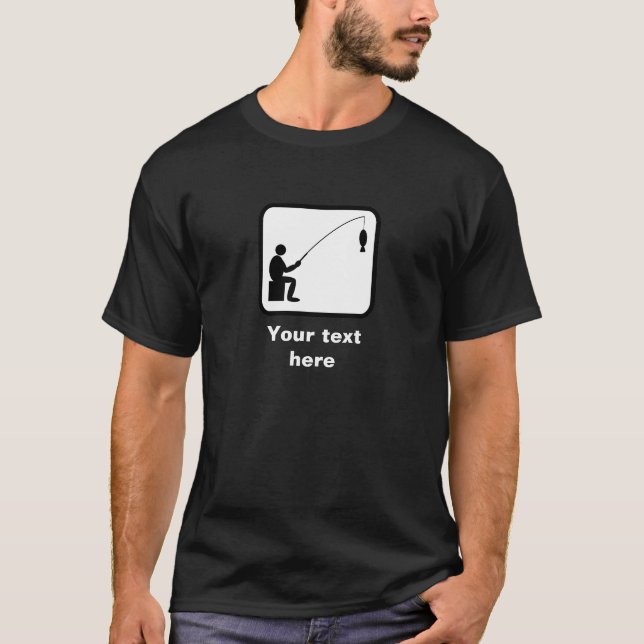 Rod Fishing Angler Graphic - Add Your Text T-Shirt (Front)