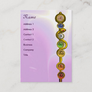 ROD OF ASCLEPIUS,7 CHAKRAS,YOGA INSTRUCTOR pink Business Card