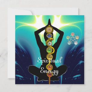 ROD OF ASCLEPIUS 7 CHAKRAS,YOGA LOTUS POSE Blue Invitation