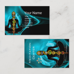 ROD OF ASCLEPIUS,7 CHAKRAS YOGA LOTUS POSE BUSINESS CARD