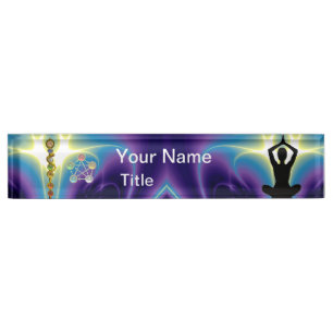ROD OF ASCLEPIUS,7 CHAKRAS,YOGA LOTUS POSE NAMEPLATE