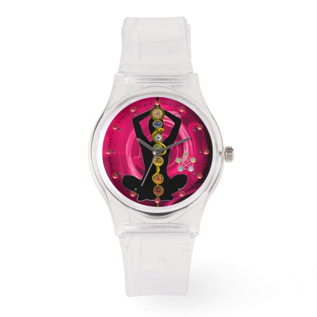 ROD OF ASCLEPIUS 7 CHAKRAS,YOGA LOTUS POSE Pink Watch (Front)