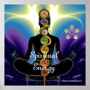 ROD OF ASCLEPIUS 7 CHAKRAS,YOGA LOTUS POSE Purple Poster