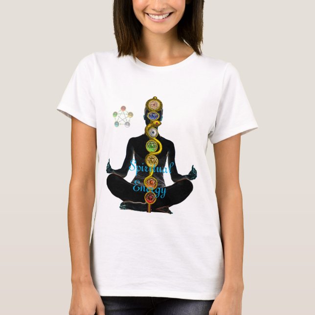 ROD OF ASCLEPIUS 7 CHAKRAS ,YOGA LOTUS POSE T-Shirt (Front)