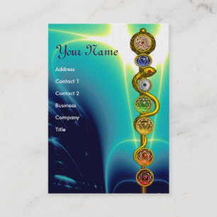 ROD OF ASCLEPIUS,7 CHAKRAS,YOGA ,SPIRITUAL ENERGY BUSINESS CARD