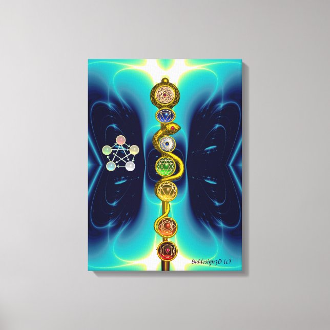 ROD OF ASCLEPIUS 7 CHAKRAS,YOGA ,SPIRITUAL ENERGY CANVAS PRINT (Front)