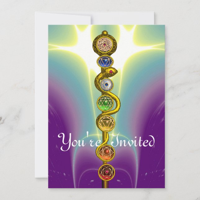 ROD OF ASCLEPIUS 7 CHAKRAS,YOGA ,SPIRITUAL ENERGY INVITATION (Front)