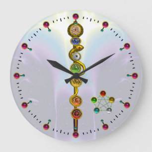ROD OF ASCLEPIUS 7 CHAKRAS,YOGA ,SPIRITUAL ENERGY LARGE CLOCK