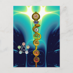 ROD OF ASCLEPIUS 7 CHAKRAS,YOGA ,SPIRITUAL ENERGY POSTCARD