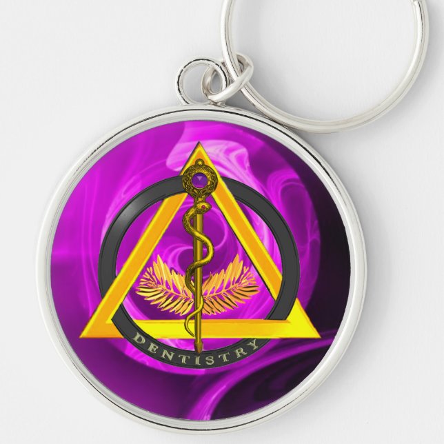 ROD OF ASCLEPIUS DENTIST DENTISTRY KEYCHAIN (Front)