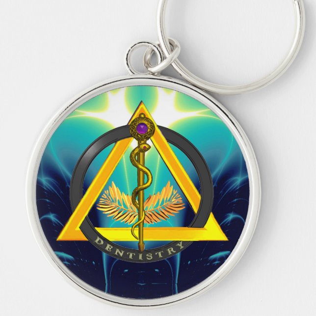 ROD OF ASCLEPIUS DENTIST DENTISTRY KEYCHAIN (Front)