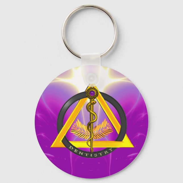 ROD OF ASCLEPIUS DENTIST DENTISTRY KEYCHAIN (Front)