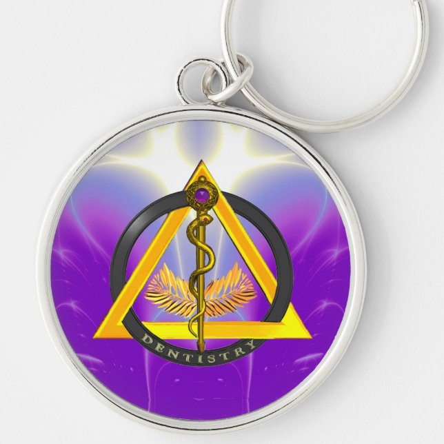 ROD OF ASCLEPIUS DENTIST DENTISTRY KEYCHAIN (Front)