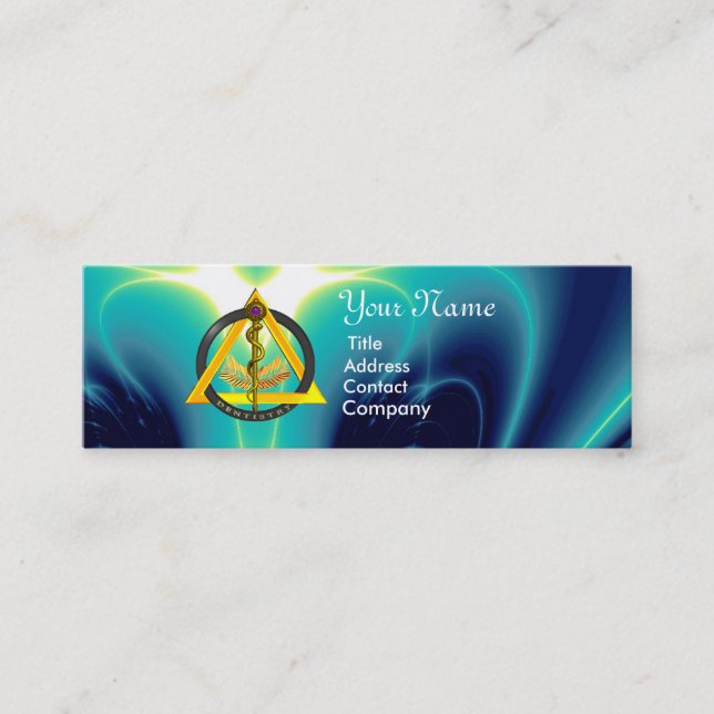 ROD OF ASCLEPIUS DENTIST DENTISTRY MINI BUSINESS CARD (Front)