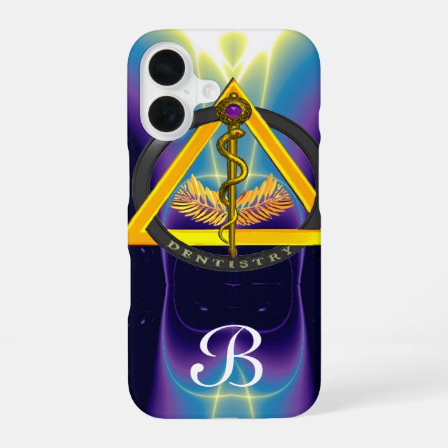 ROD OF ASCLEPIUS DENTIST DENTISTRY MONOGRAM iPhone 16 CASE (Back)