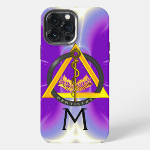 ROD OF ASCLEPIUS DENTIST DENTISTRY MONOGRAM,Purple iPhone 13 Pro Max Case