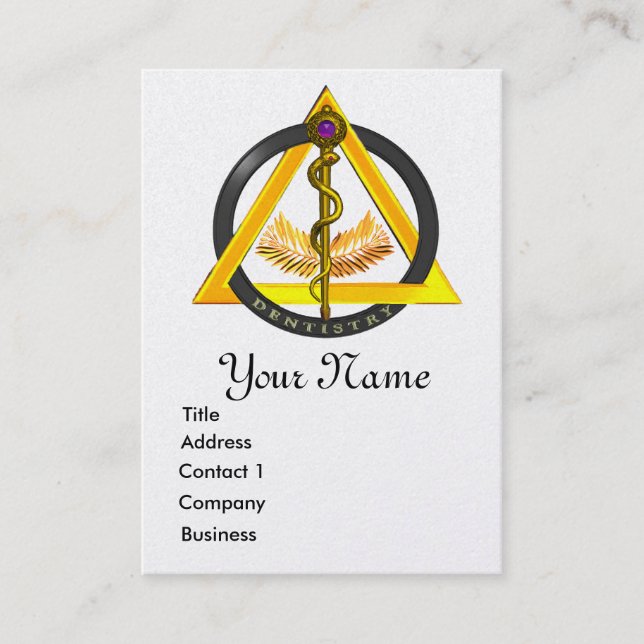 ROD OF ASCLEPIUS DENTIST DENTISTRY PEARL MONOGRAM BUSINESS CARD (Front)