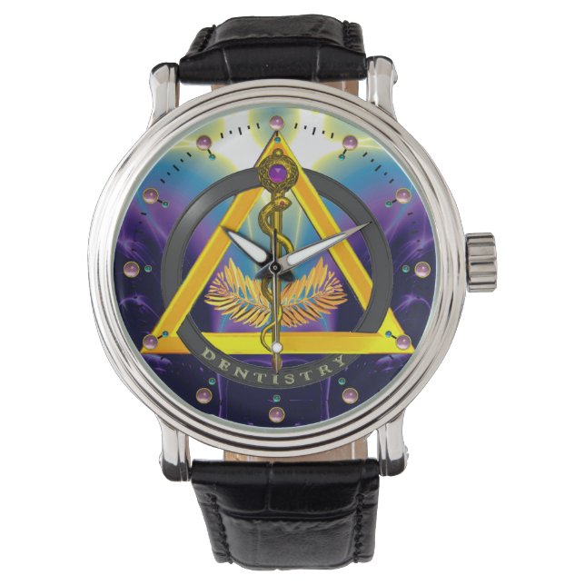 ROD OF ASCLEPIUS DENTIST DENTISTRY SYMBOL, Blue Watch (Front)