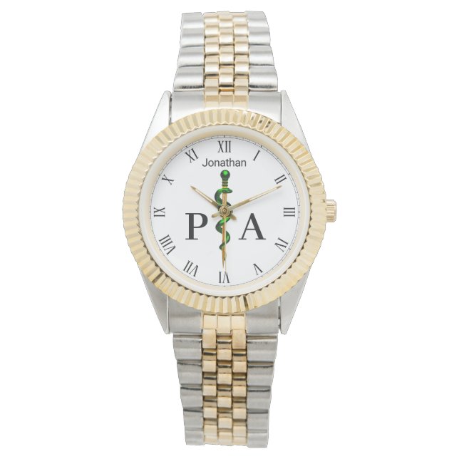 Rod of Asclepius Green Medical Physician Assistant Watch (Front)