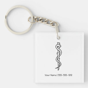 Rod of Asclepius Keychain