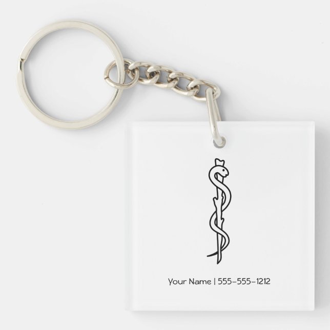 Rod of Asclepius Keychain (Front)